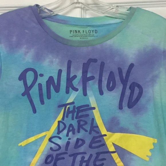 Pink Floyd Tie Dye Graphic Band Tee T-shirt Cropped SOFT Sz XS and Small NWT - Picture 2 of 4